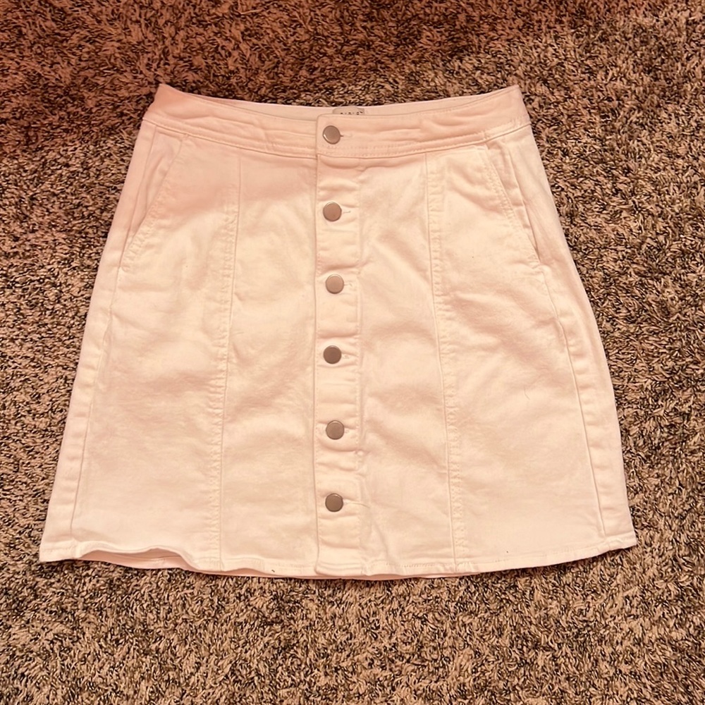 White jean button skirt
